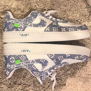 Brand new Nike Air Force 1 low "Louis Vuitton collab" women's shoes. Denim blue